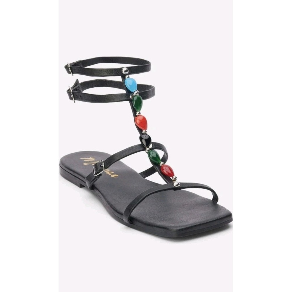 Matisse Verona Ankle Strap Beaded Sandal Black Size 10 NWB $75